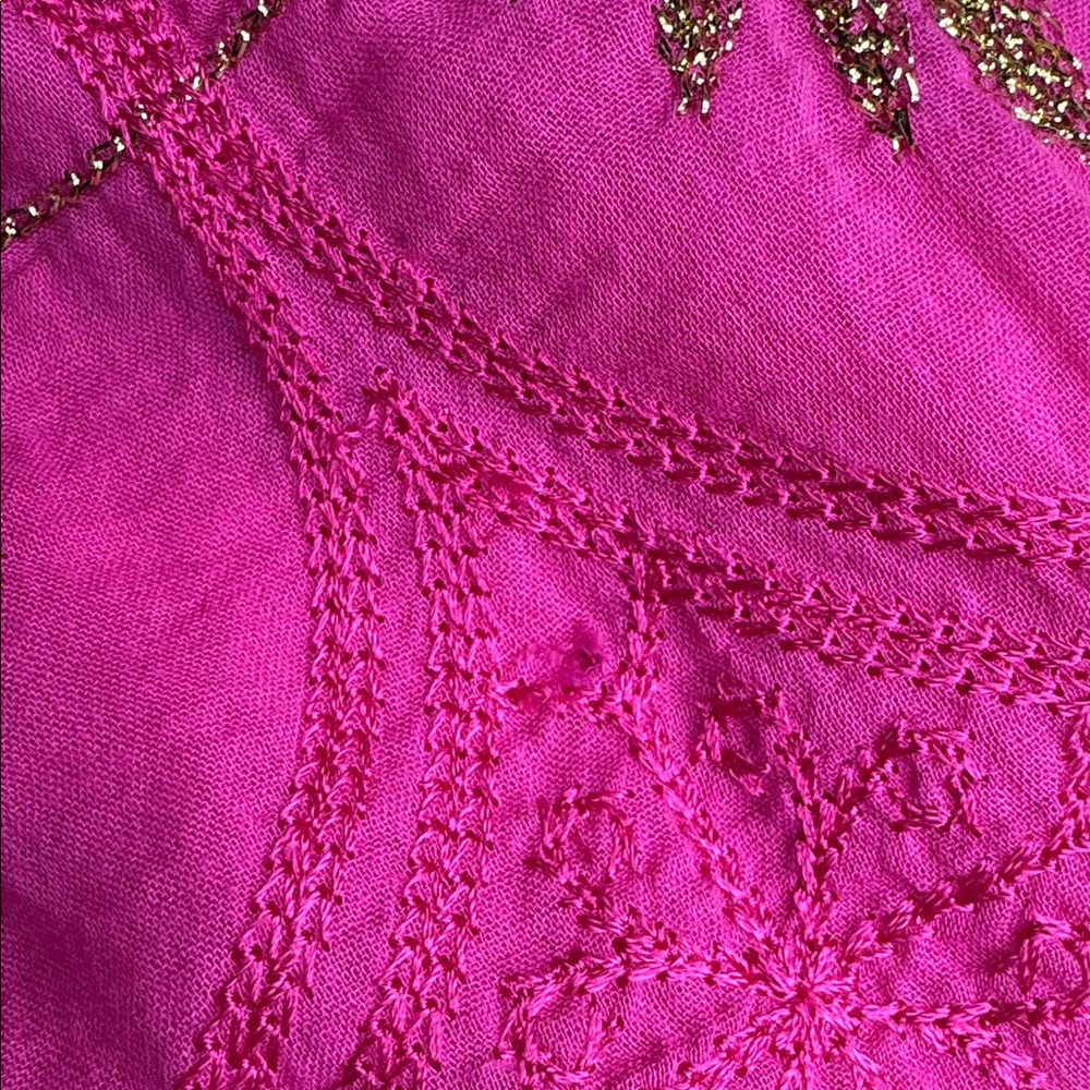 Boston Proper Pink Gold Embroidered Off The Shoulder Ruffle Sleeve Dress S‎ - Picture 8 of 8